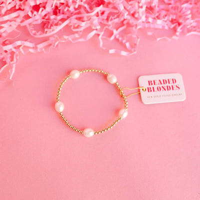 Pearl Poppi Bracelet in Gold: Standard 6.75 inch Beaded Blondes