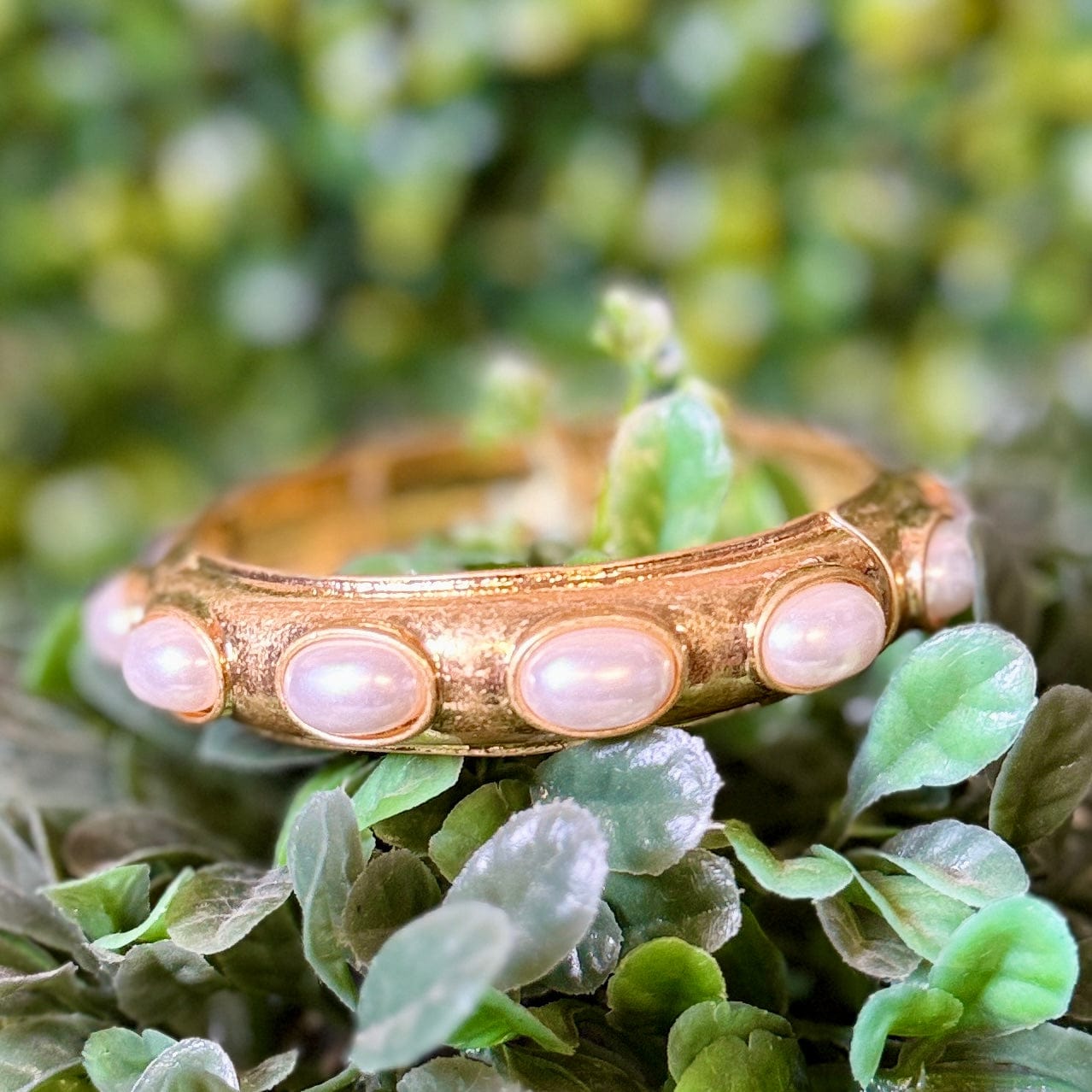 Pearl Studded Stretch Bracelet Shabby Chic Boutique and Tanning Salon Oval Pearl