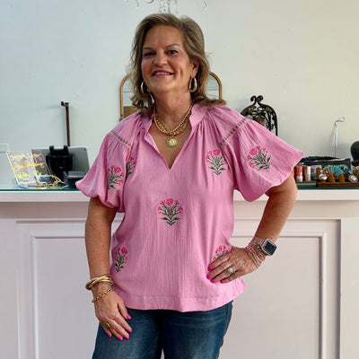 Perfect Placed Petals Top - Pink Shabby Chic Boutique and Tanning Salon