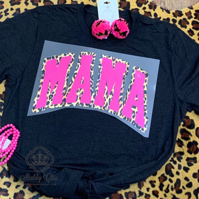 Pink and Leopard Mama Tee Shabby Chic Boutique and Tanning Salon