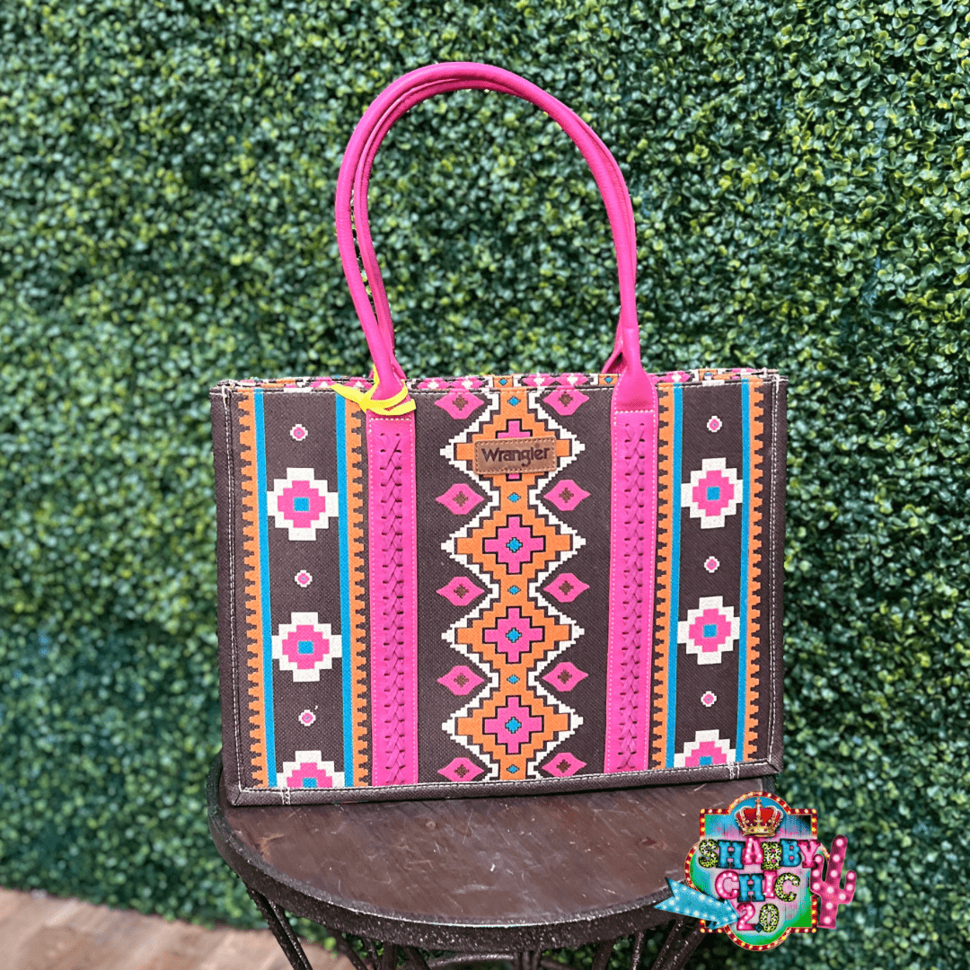 Pink Aztec Wrangler Tote Shabby Chic Boutique and Tanning Salon