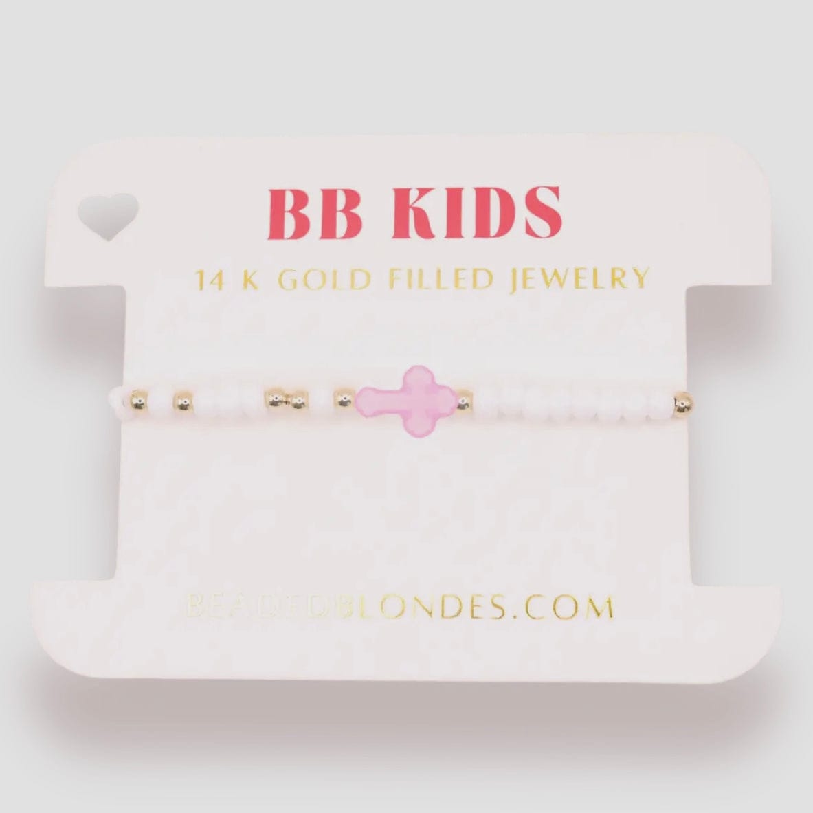 Pink Cross Sprinkle Bracelet (Kids Size) Beaded Blondes