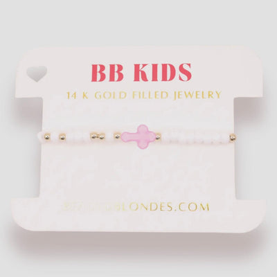 Pink Cross Sprinkle Bracelet (Kids Size) Beaded Blondes