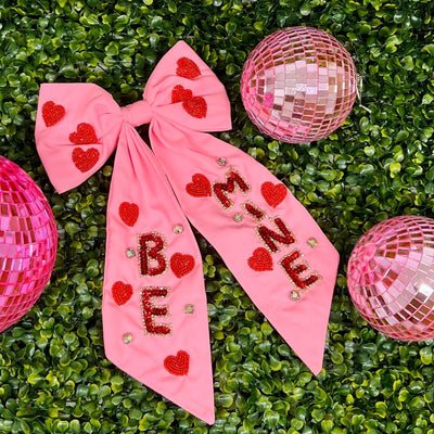 Pink Hairbow Valentine BE MINE Shabby Chic Boutique and Tanning Salon