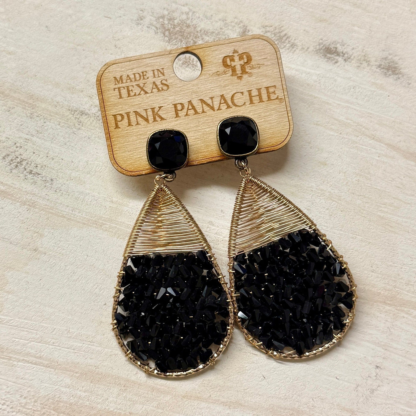 Pink Panache Bead Wrapped Teardrop Earrings - Black Shabby Chic Boutique and Tanning Salon