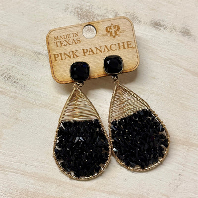 Pink Panache Bead Wrapped Teardrop Earrings - Black Shabby Chic Boutique and Tanning Salon