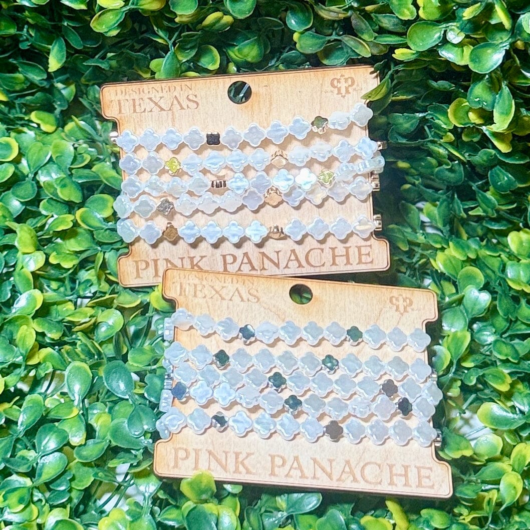 Pink Panache Fancy Pearl Bracelet Set Shabby Chic Boutique and Tanning Salon