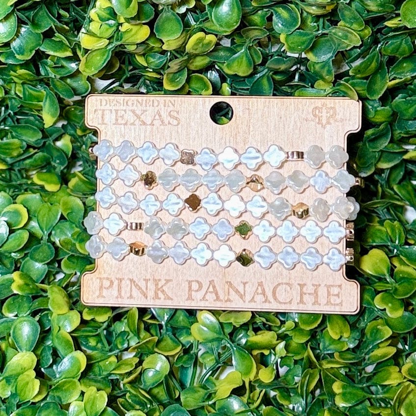 Pink Panache Fancy Pearl Bracelet Set Shabby Chic Boutique and Tanning Salon Gold