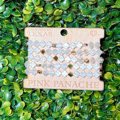 Pink Panache Fancy Pearl Bracelet Set Shabby Chic Boutique and Tanning Salon Gold