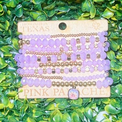 Pink Panache Lilac Bracelet Set Shabby Chic Boutique and Tanning Salon