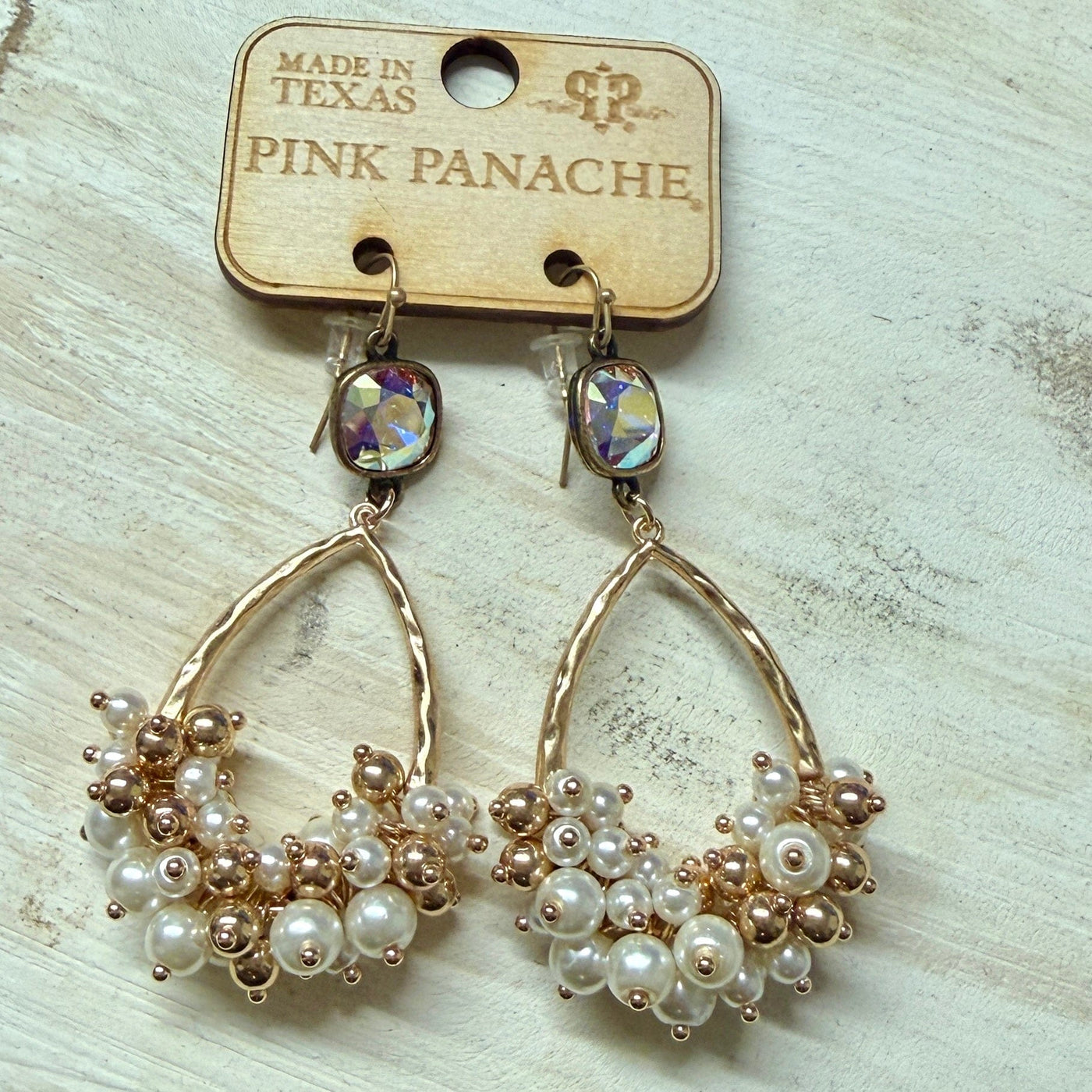 Pink Panache Pearl Cluster Earring - Gold Shabby Chic Boutique and Tanning Salon