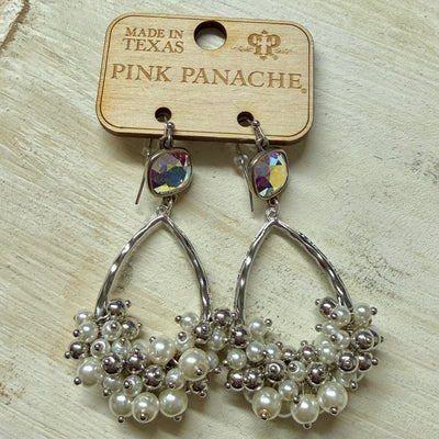 Pink Panache Pearl Cluster Earring - Silver Shabby Chic Boutique and Tanning Salon
