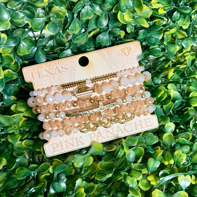 Pink Panache Set of 6 Bracelets - Neutral Shabby Chic Boutique and Tanning Salon