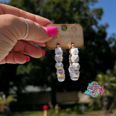 Pink Panache White Earrings Shabby Chic Boutique and Tanning Salon
