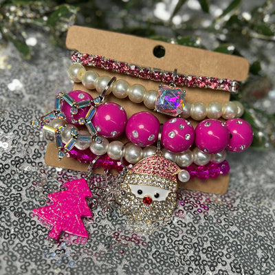 Pink Santa Bracelet Set Shabby Chic Boutique and Tanning Salon