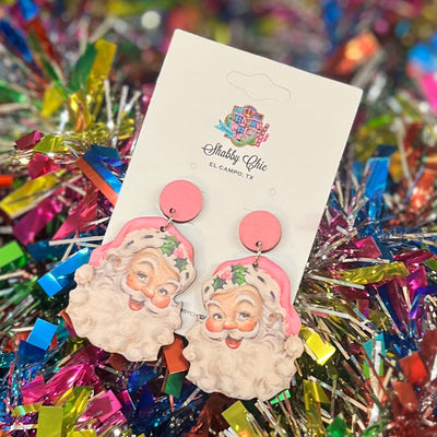 Pink Santa Earrings Shabby Chic Boutique and Tanning Salon