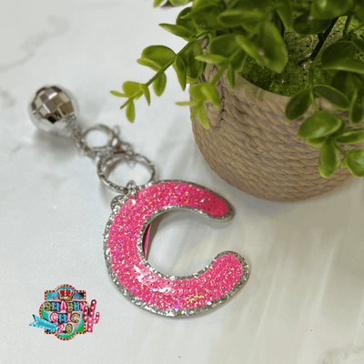 Pink Sequin Letter Keyrings Shabby Chic Boutique and Tanning Salon C