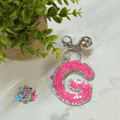 Pink Sequin Letter Keyrings Shabby Chic Boutique and Tanning Salon G