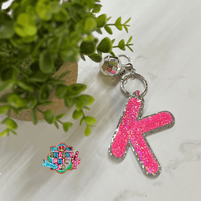 Pink Sequin Letter Keyrings Shabby Chic Boutique and Tanning Salon K