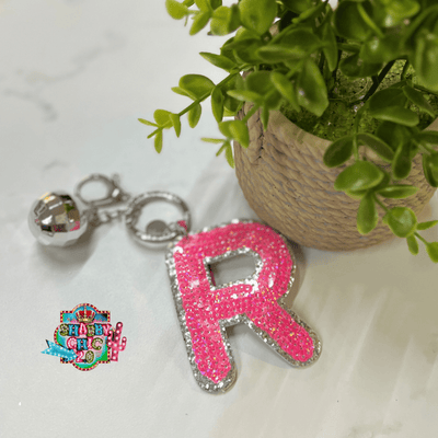 Pink Sequin Letter Keyrings Shabby Chic Boutique and Tanning Salon R