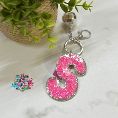 Pink Sequin Letter Keyrings Shabby Chic Boutique and Tanning Salon S