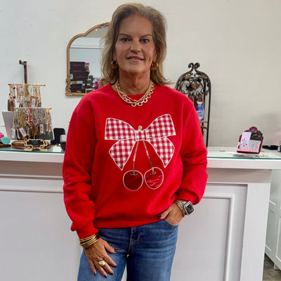 Plaid Bow with Cherries Top Shabby Chic Boutique and Tanning Salon