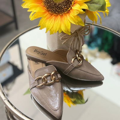 Playin For Keeps Mule - Taupe Shabby Chic Boutique and Tanning Salon