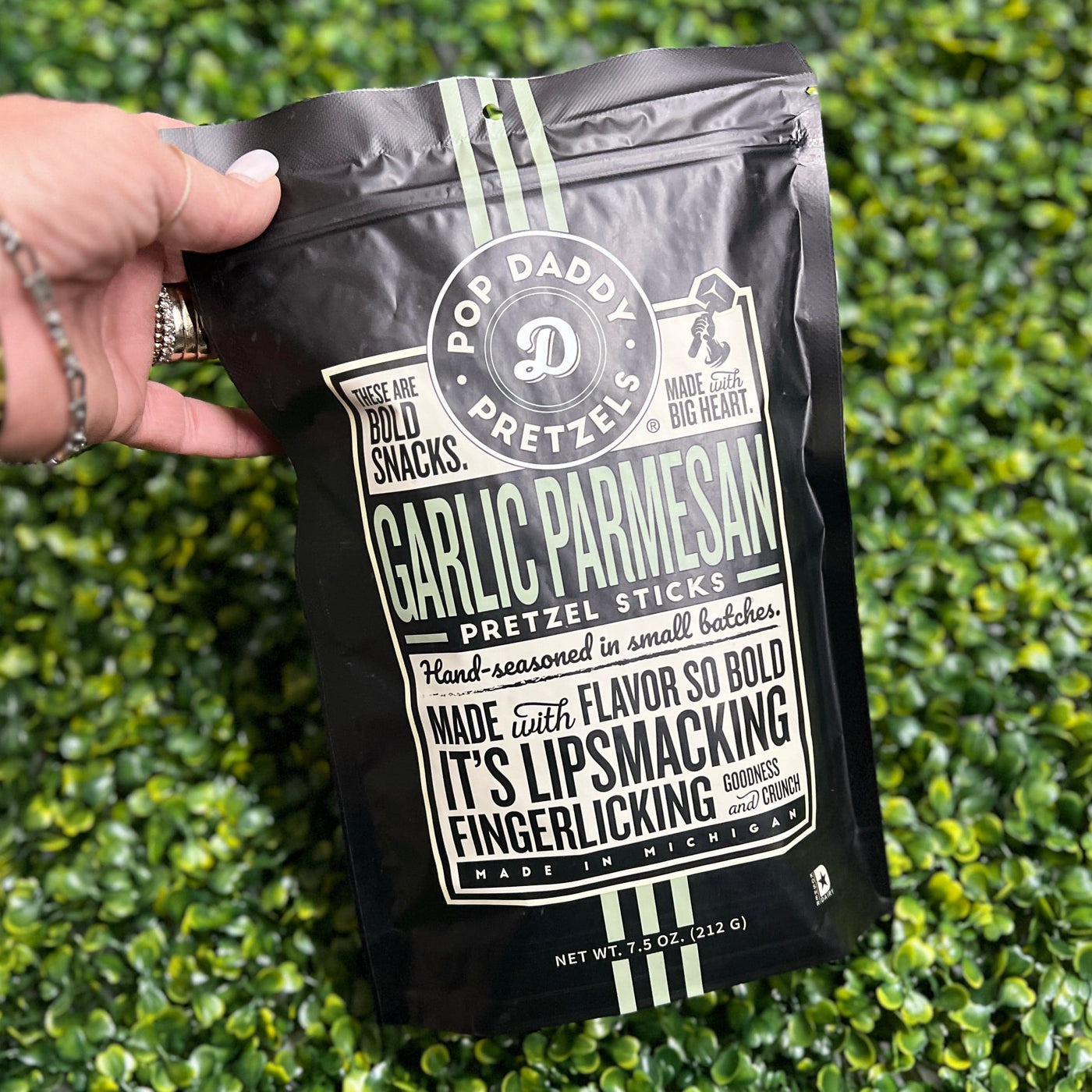 Pop Daddy – Garlic Parmesan Seasoned Pretzels 7.5oz Shabby Chic Boutique and Tanning Salon