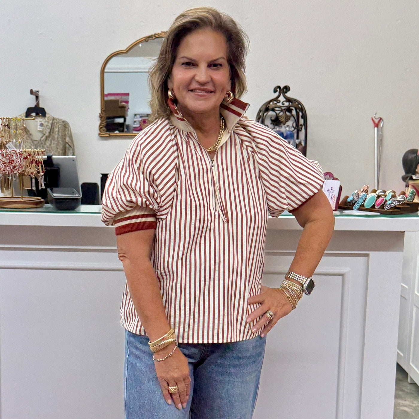 Pop That Collar Top - Brick Shabby Chic Boutique and Tanning Salon