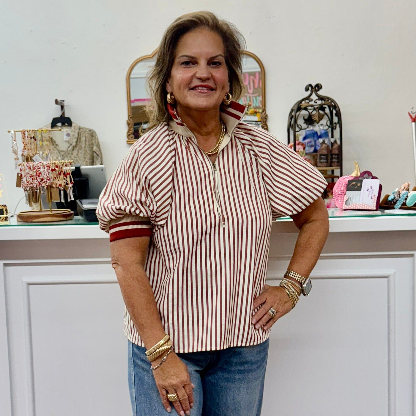 Pop That Collar Top - Brick Shabby Chic Boutique and Tanning Salon