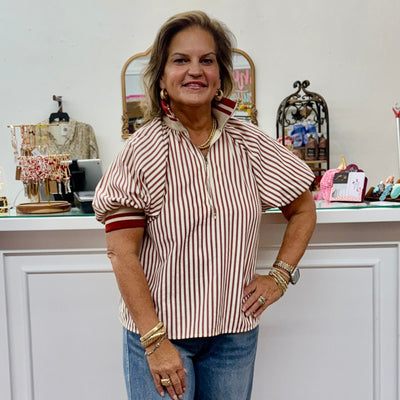 Pop That Collar Top - Brick Shabby Chic Boutique and Tanning Salon