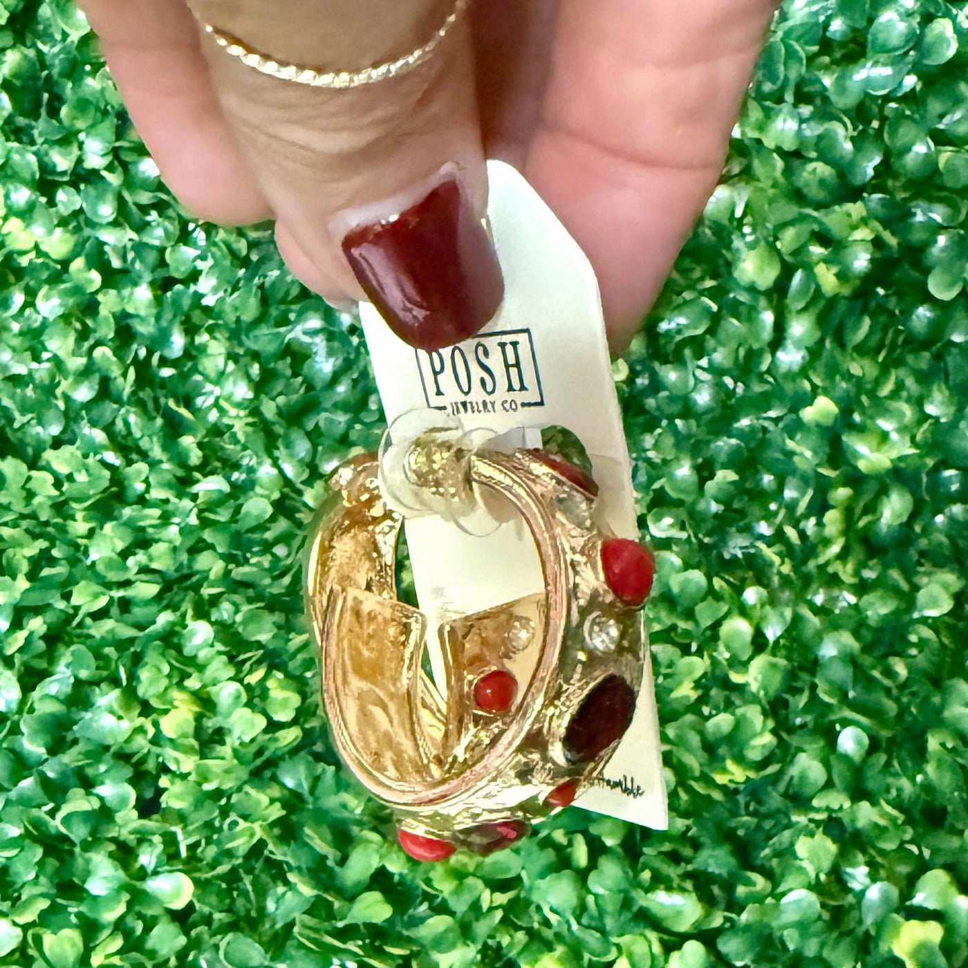 Posh Jewel Hoop Earrings - Red Shabby Chic Boutique and Tanning Salon