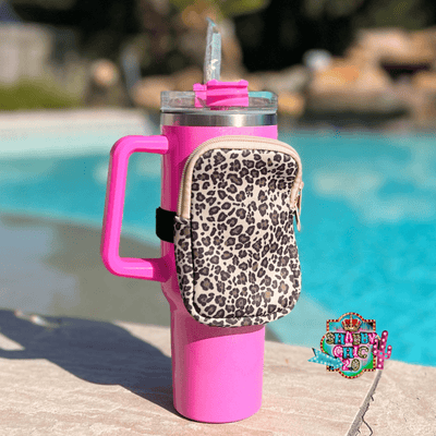 Pouch for 40oz Tumblers Shabby Chic Boutique and Tanning Salon Leopard