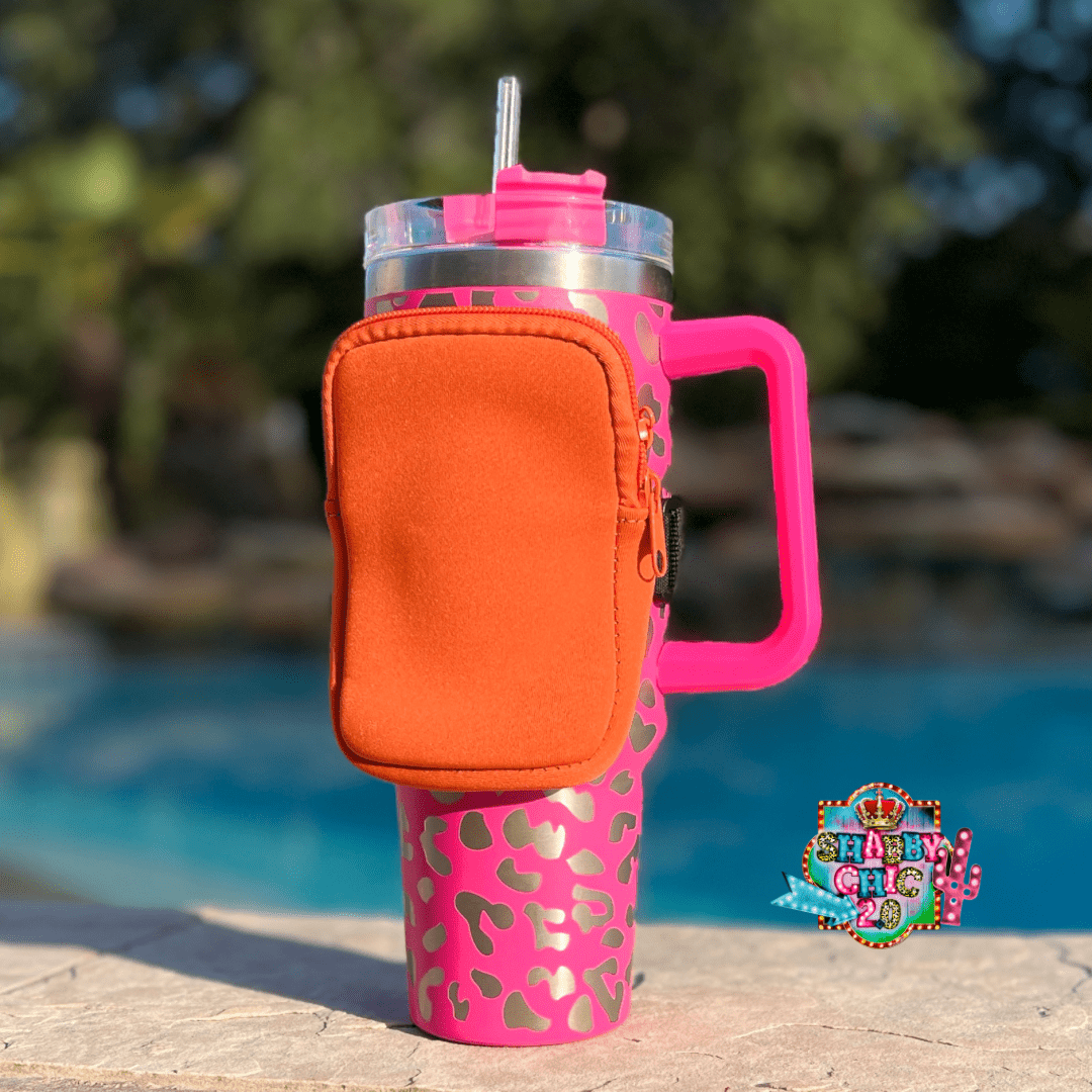 Pouch for 40oz Tumblers Shabby Chic Boutique and Tanning Salon Orange