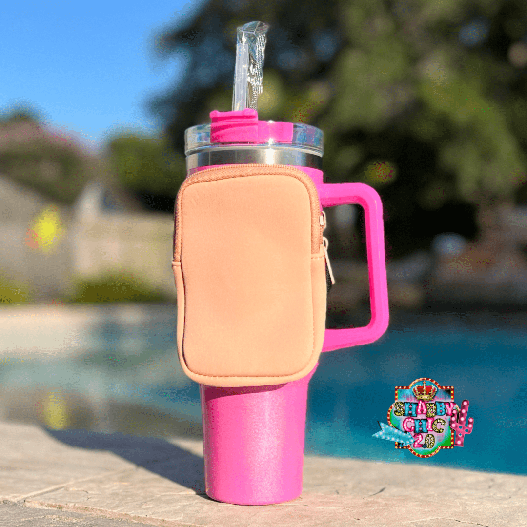 Pouch for 40oz Tumblers Shabby Chic Boutique and Tanning Salon Peach