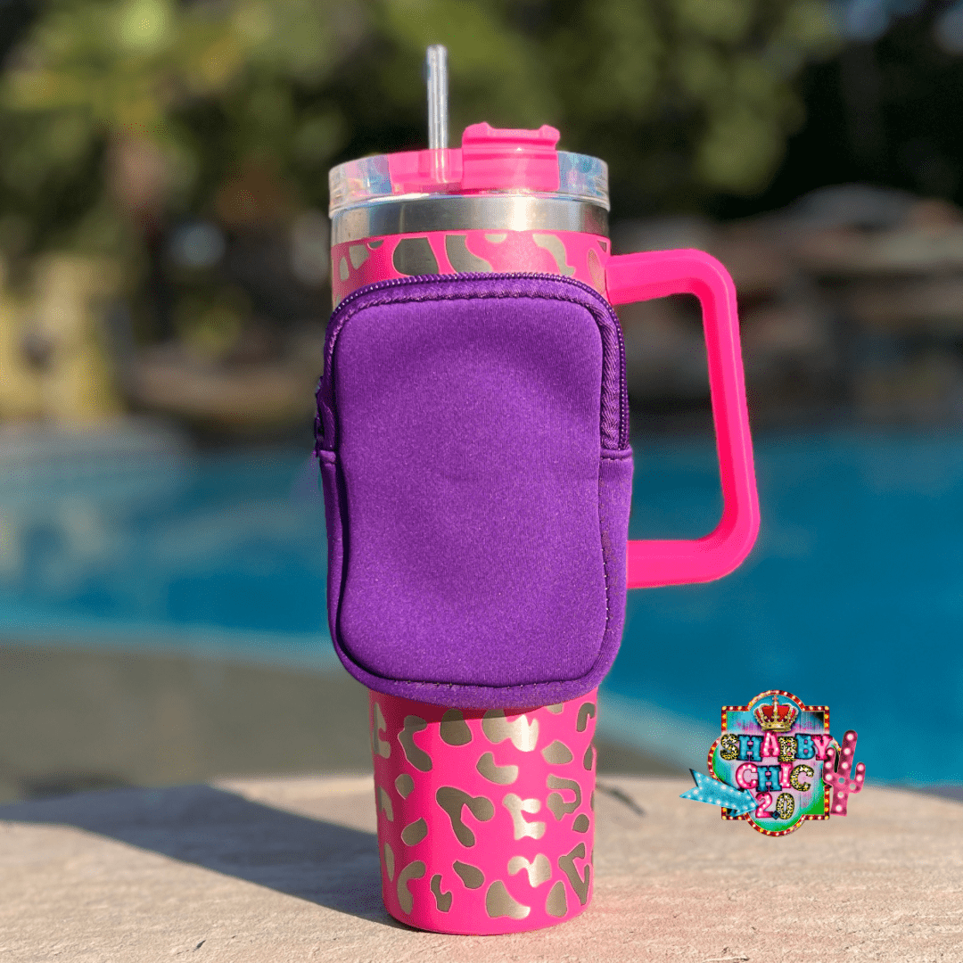 Pouch for 40oz Tumblers Shabby Chic Boutique and Tanning Salon Purple