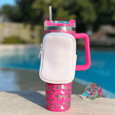 Pouch for 40oz Tumblers Shabby Chic Boutique and Tanning Salon White