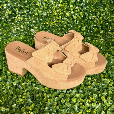 Put A Bow On It Sandals - Camel Shabby Chic Boutique and Tanning Salon