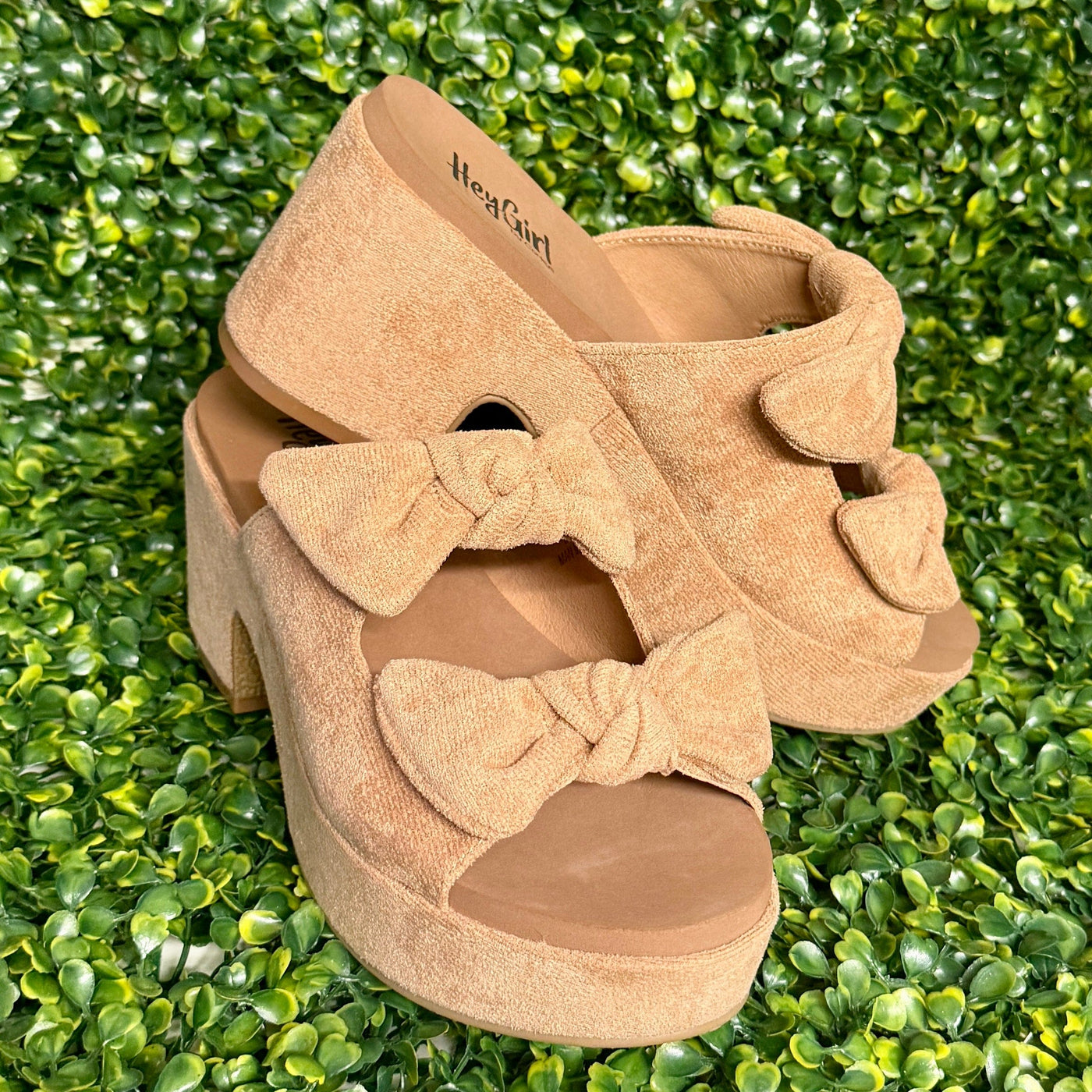 Put A Bow On It Sandals - Camel Shabby Chic Boutique and Tanning Salon