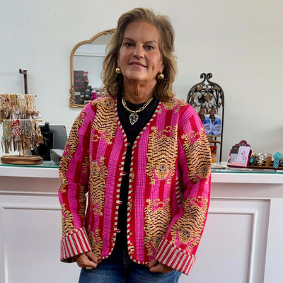 Quilted Jacket - Pink/Red Shabby Chic Boutique and Tanning Salon L/XL