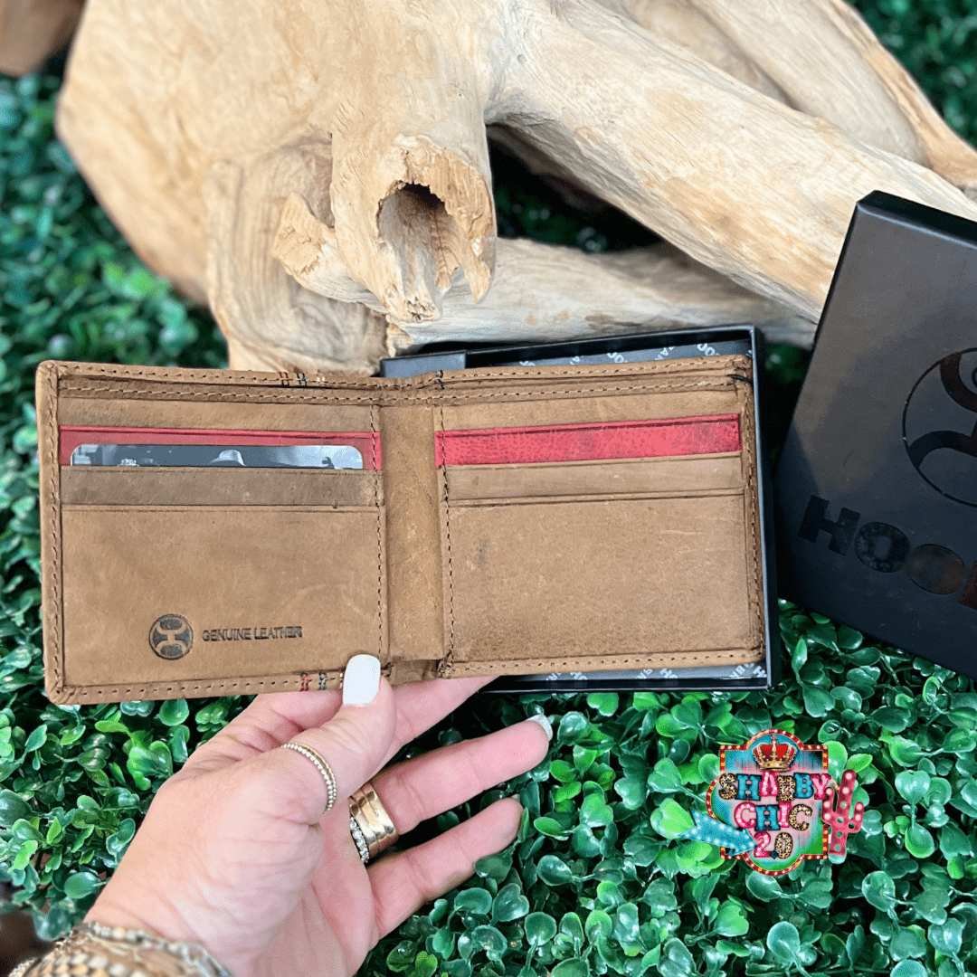 "RANGER" TAN W/EMBROIDERED ACCENTS BIFOLD HOOEY WALLET Shabby Chic Boutique and Tanning Salon