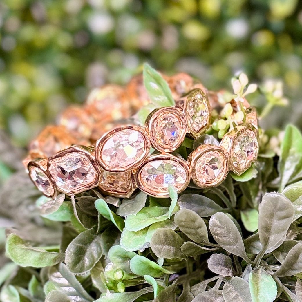 Rectangle and Circle Crystal Stretch Bracelet Shabby Chic Boutique and Tanning Salon Clear