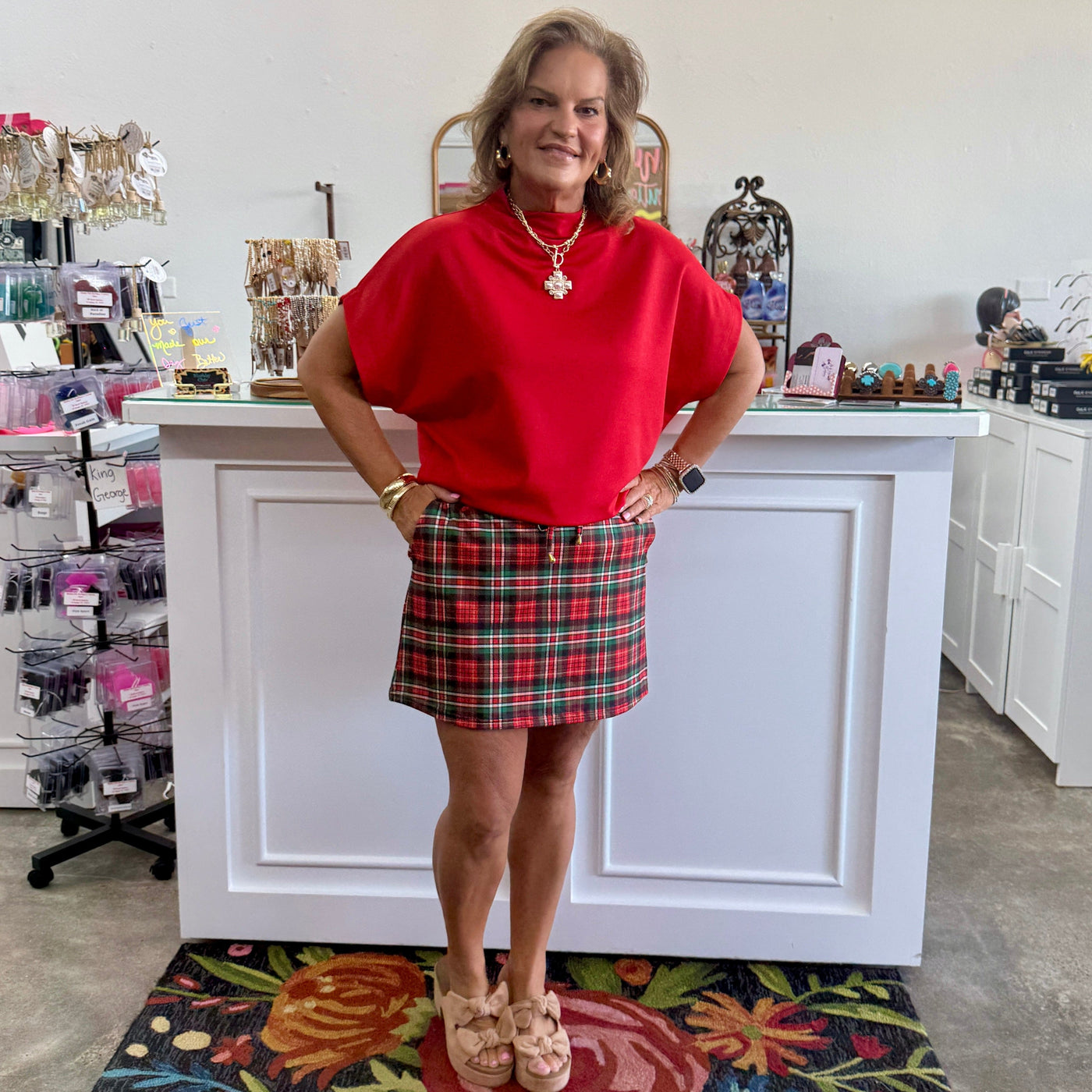 Red Christmas Plaid Skort Shabby Chic Boutique and Tanning Salon