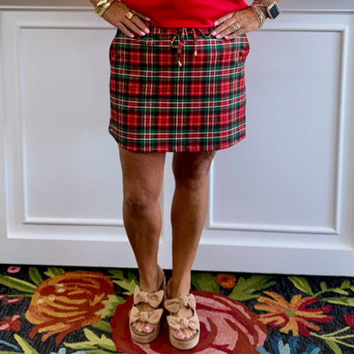 Red Christmas Plaid Skort Shabby Chic Boutique and Tanning Salon