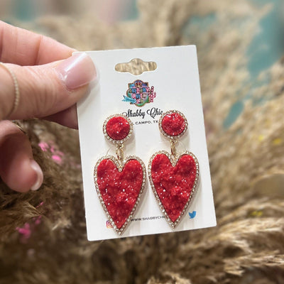 Red Heart Earrings Shabby Chic Boutique and Tanning Salon