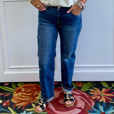 Risen Low RIse Crop Boyfriend Jeans Shabby Chic Boutique and Tanning Salon