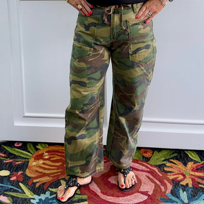 Risen Mid Rise Cropped Relaxed Barrel Leg Camo Wide Leg Jeans Shabby Chic Boutique and Tanning Salon
