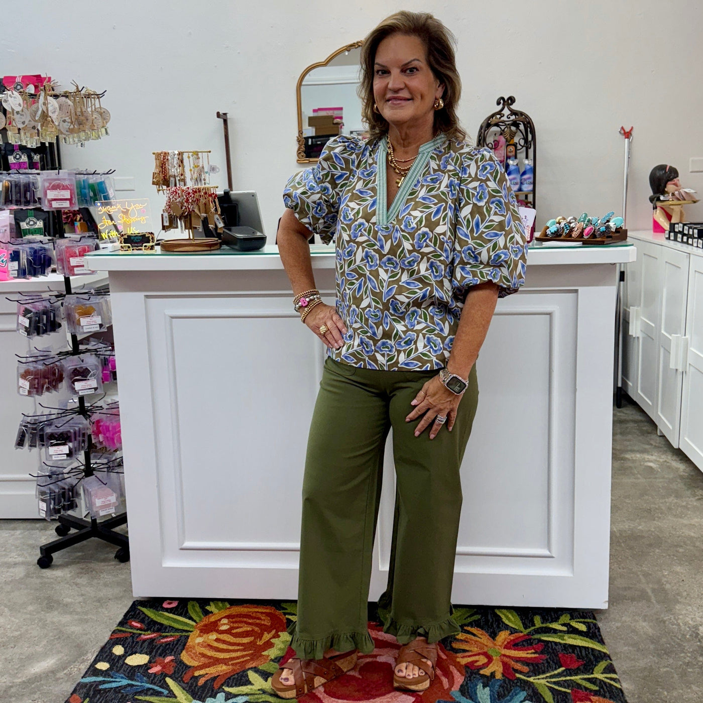 Ruffled Bottom Pants - Green Shabby Chic Boutique and Tanning Salon