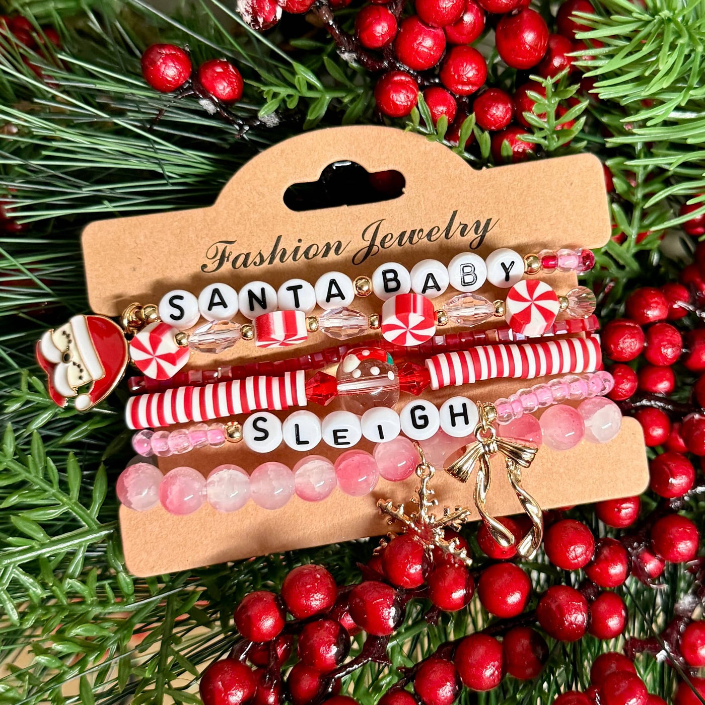 Santa Baby Bracelet Set Shabby Chic Boutique and Tanning Salon