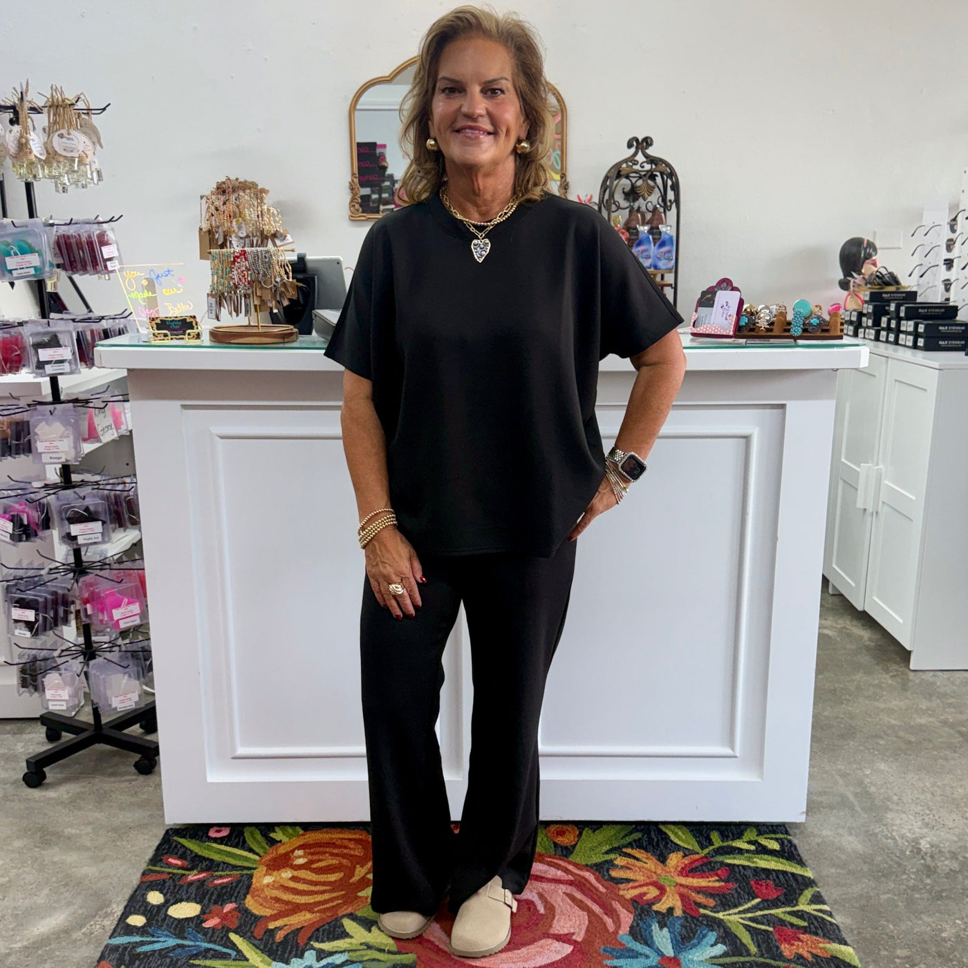 Scuba Curbed Hem Set - Black Shabby Chic Boutique and Tanning Salon